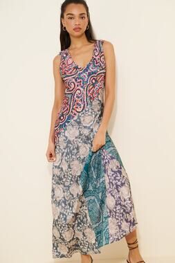 Kachel Anthropologie 100% Viscose Abstract Scarf Sleeveless Gown Dress